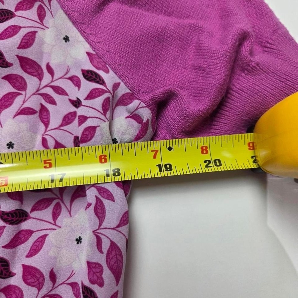 Ann Taylor Magenta Light Sweater Floral Pattern Short Sleeve Top Size Small - Picture 4 of 6